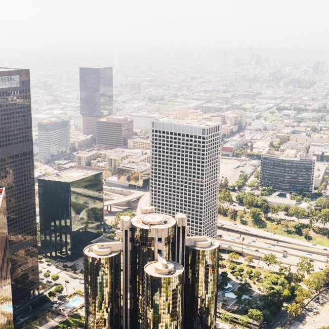 USA, California, Los Angeles, Aerial view of downtown